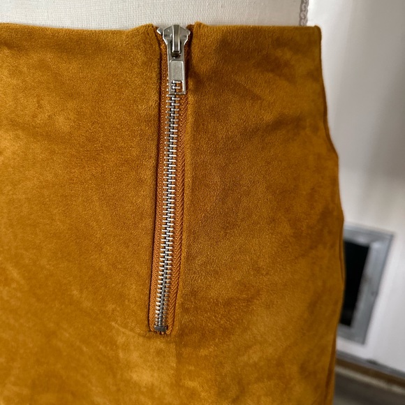 Forever 21 Mustard Yellow Gold High Waisted Double Zipper Stretch Small Skirt - Picture 3 of 7